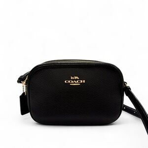 COACH Mini Jamie Camera Bag Black Pebbled Leather Crossbody | Style CA069